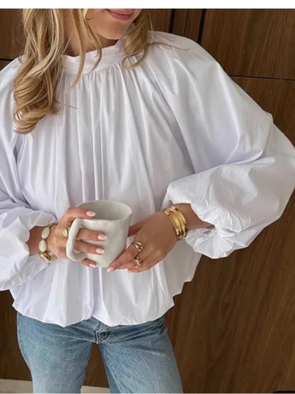 Amazon White Open-Back Bow Tie Blouse - Women Tops XL - Picture 2 of 2
